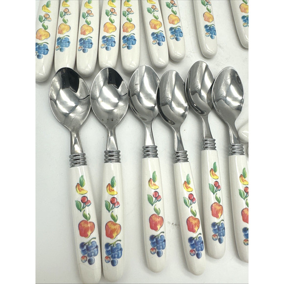NEW* 30 pc Corelle Fruit Basket Stainless Flatware Set - Picture 2 of 8
